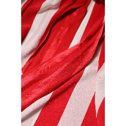 Red White Stripes Ascot Collar Blouse Top