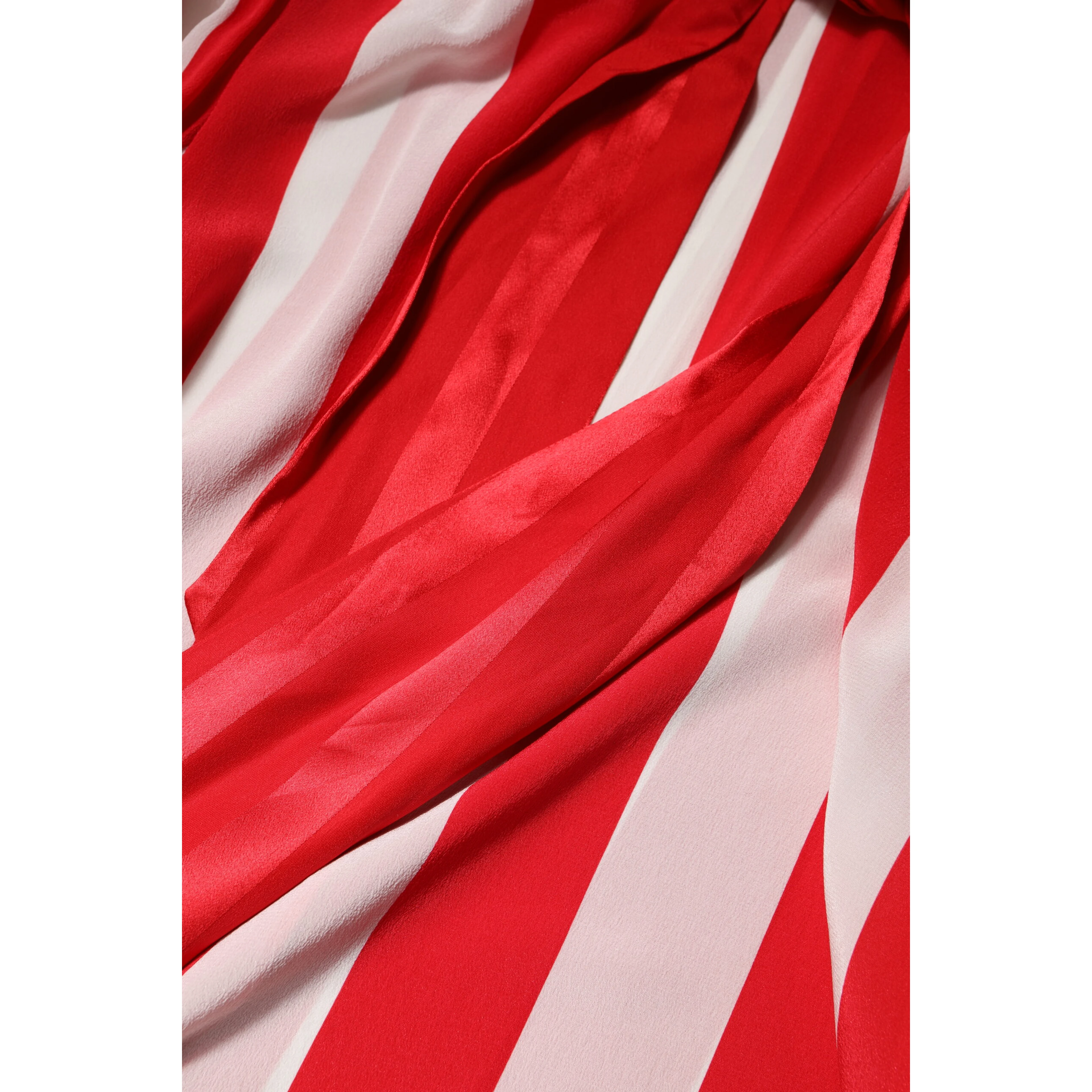 Red White Stripes Ascot Collar Blouse Top