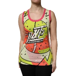 Multicolor Printed Crystal Embellishment Top