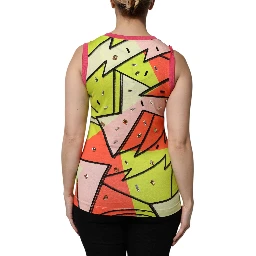 Multicolor Printed Crystal Embellishment Top