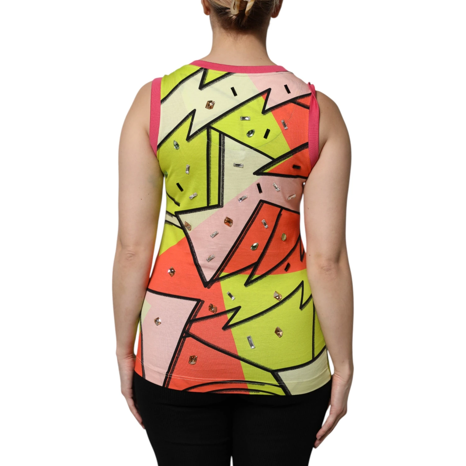 Multicolor Printed Crystal Embellishment Top