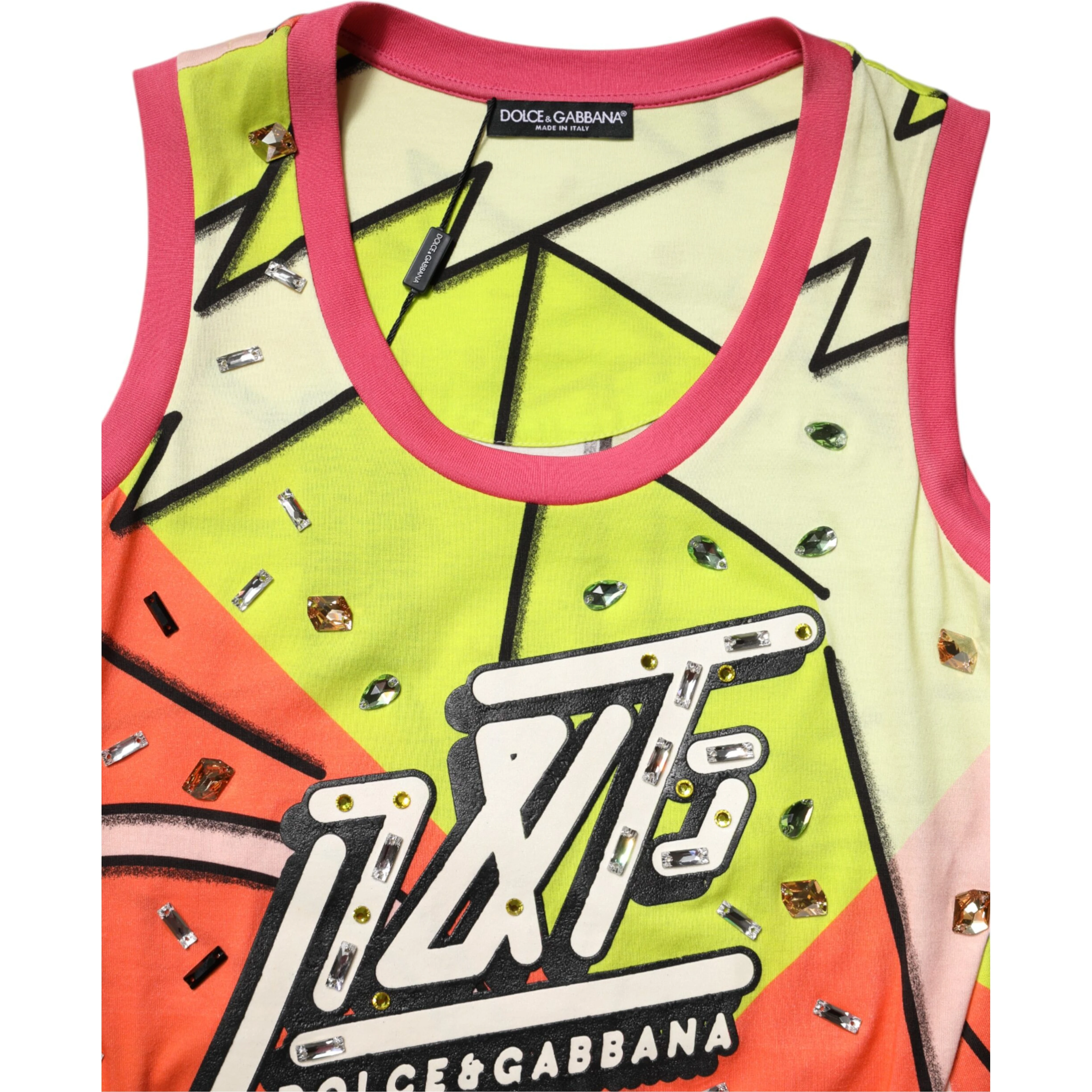 Multicolor Printed Crystal Embellishment Top