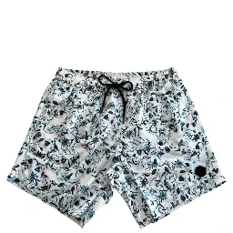 White Polyester Men Swim Shorts