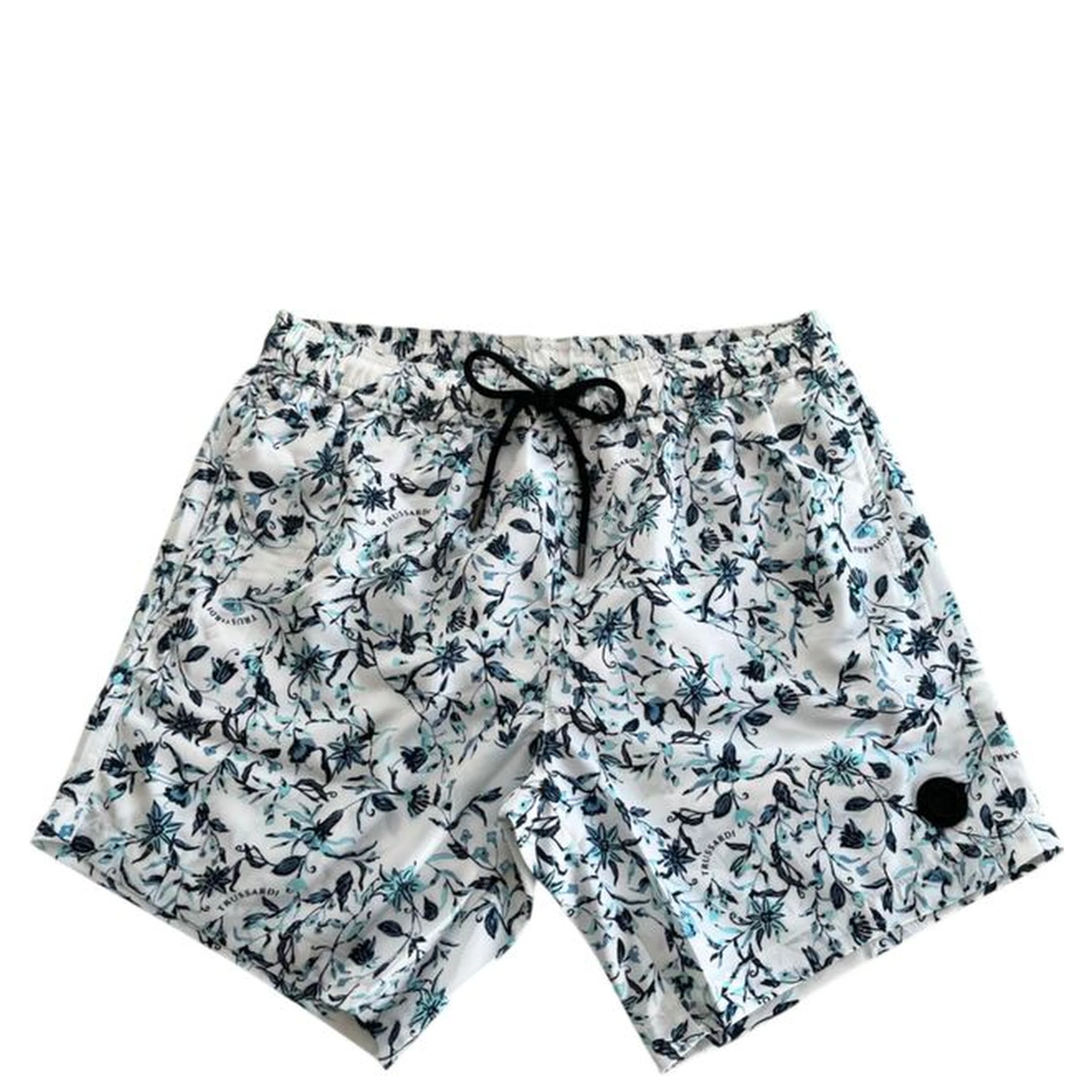 White Polyester Men Swim Shorts