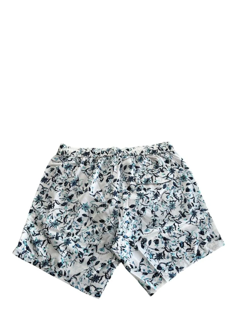 White Polyester Men Swim Shorts