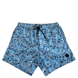 Light Blue Polyester Men Swim Trunk