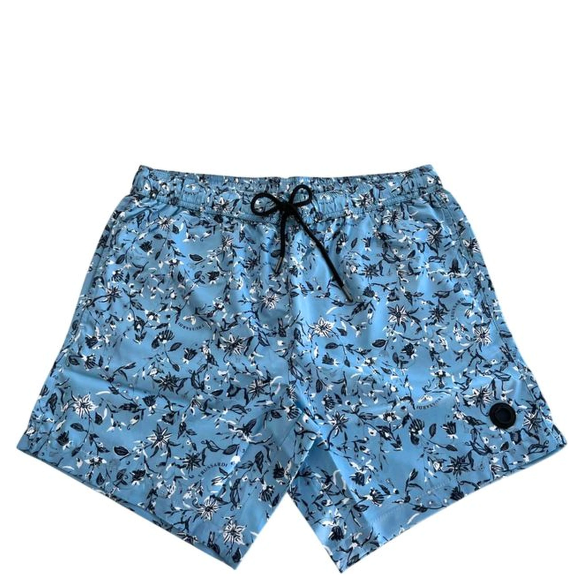 Light Blue Polyester Men Swim Trunk