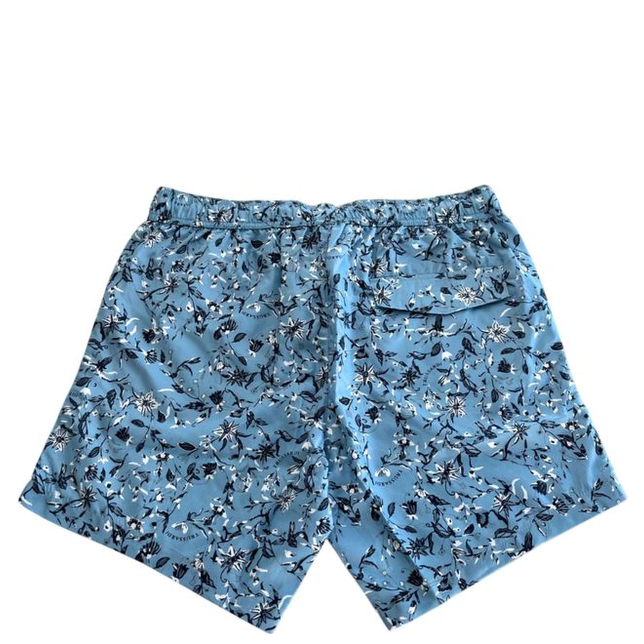 Light Blue Polyester Men Swim Trunk