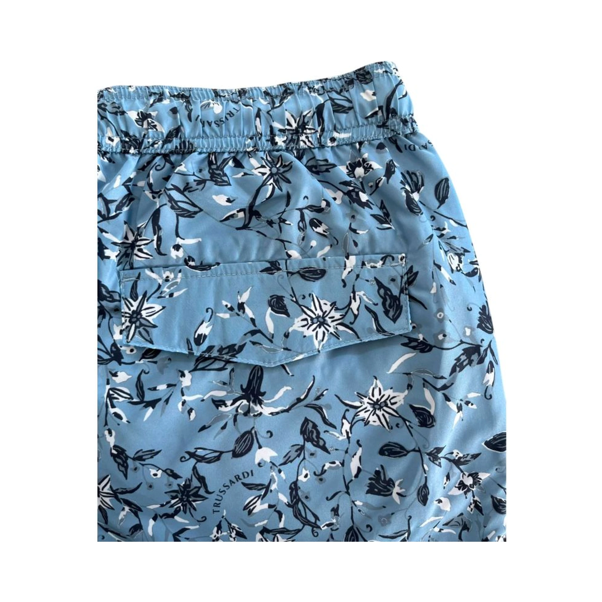 Light Blue Polyester Men Swim Trunk