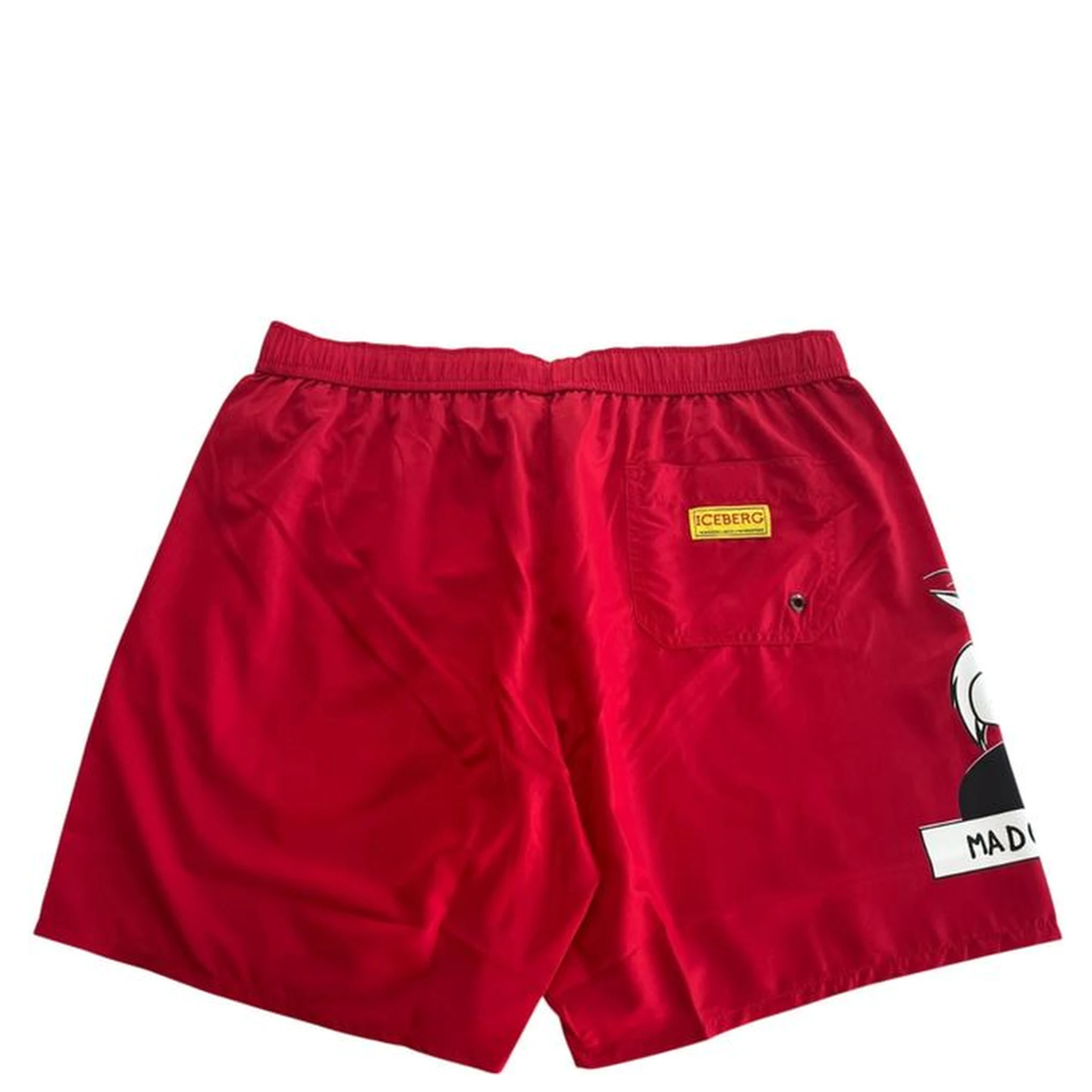 Red Polyester Men Swim Short