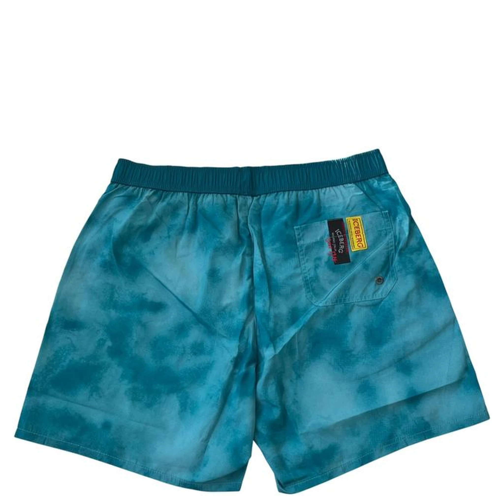 Light Blue Polyester Men Swim Short