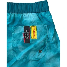 Light Blue Polyester Men Swim Short