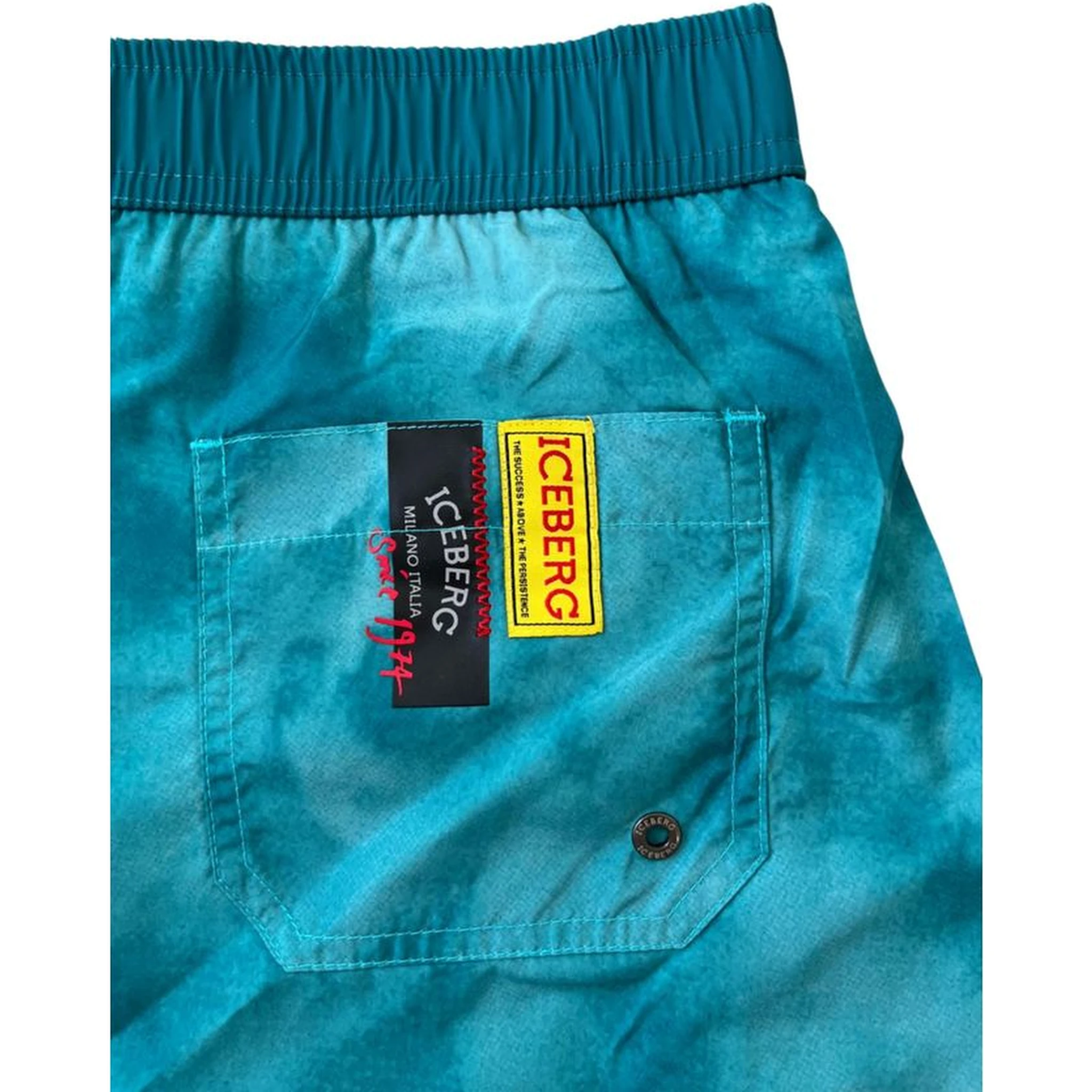 Light Blue Polyester Men Swim Short