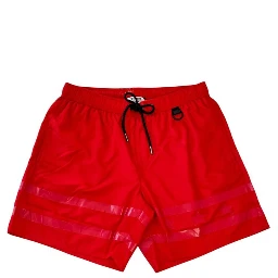 Red Polyester Men Swim Short