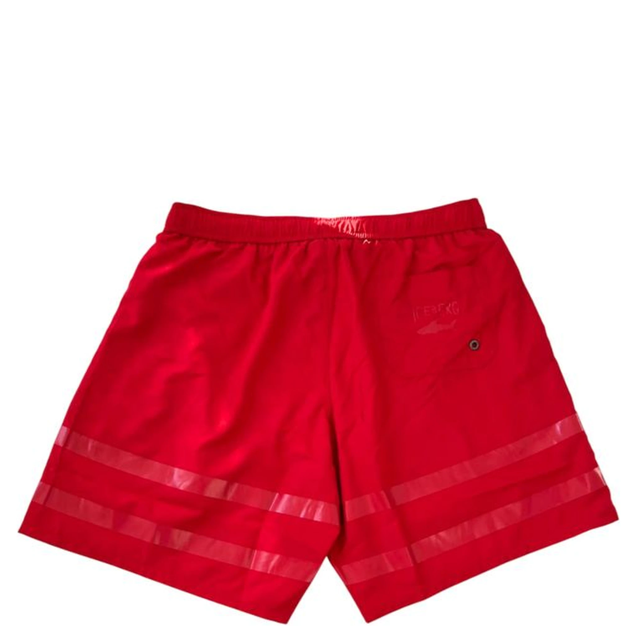 Red Polyester Men Swim Short