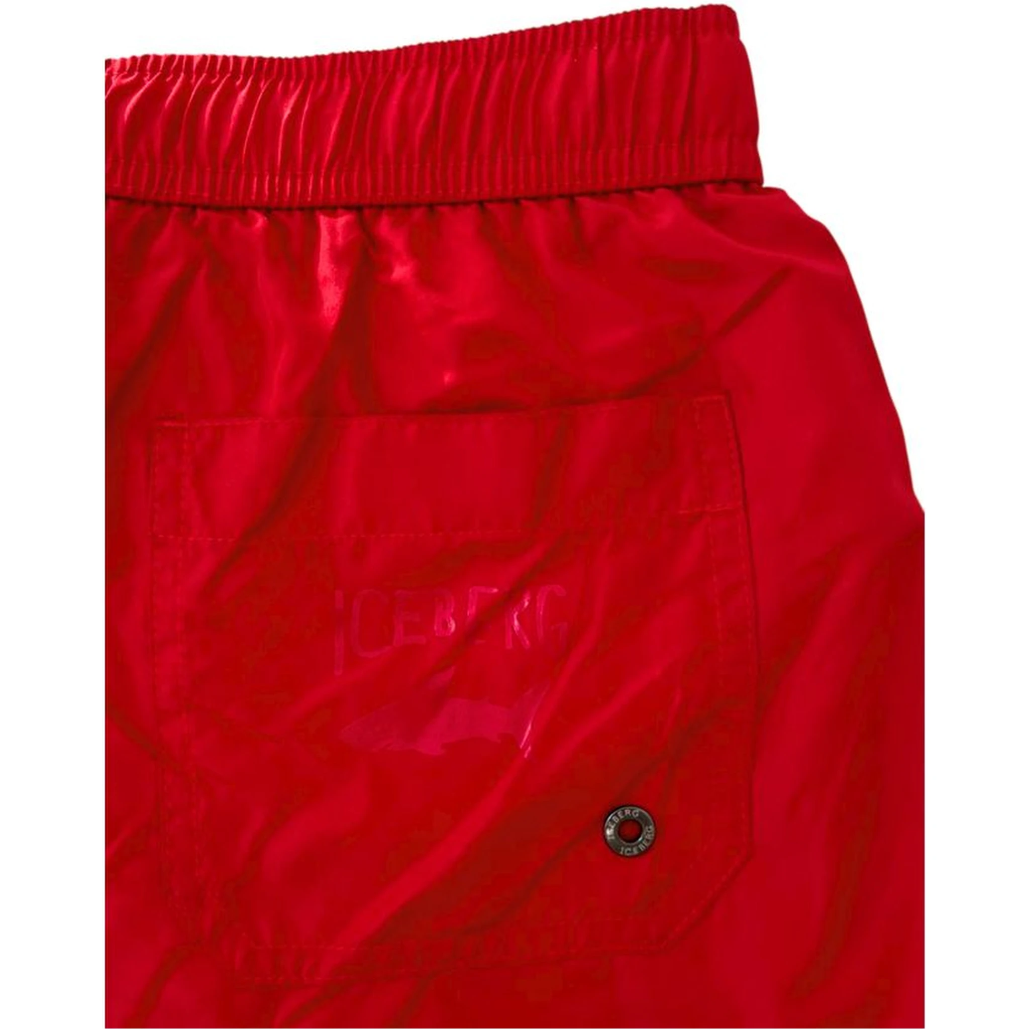 Red Polyester Men Swim Short