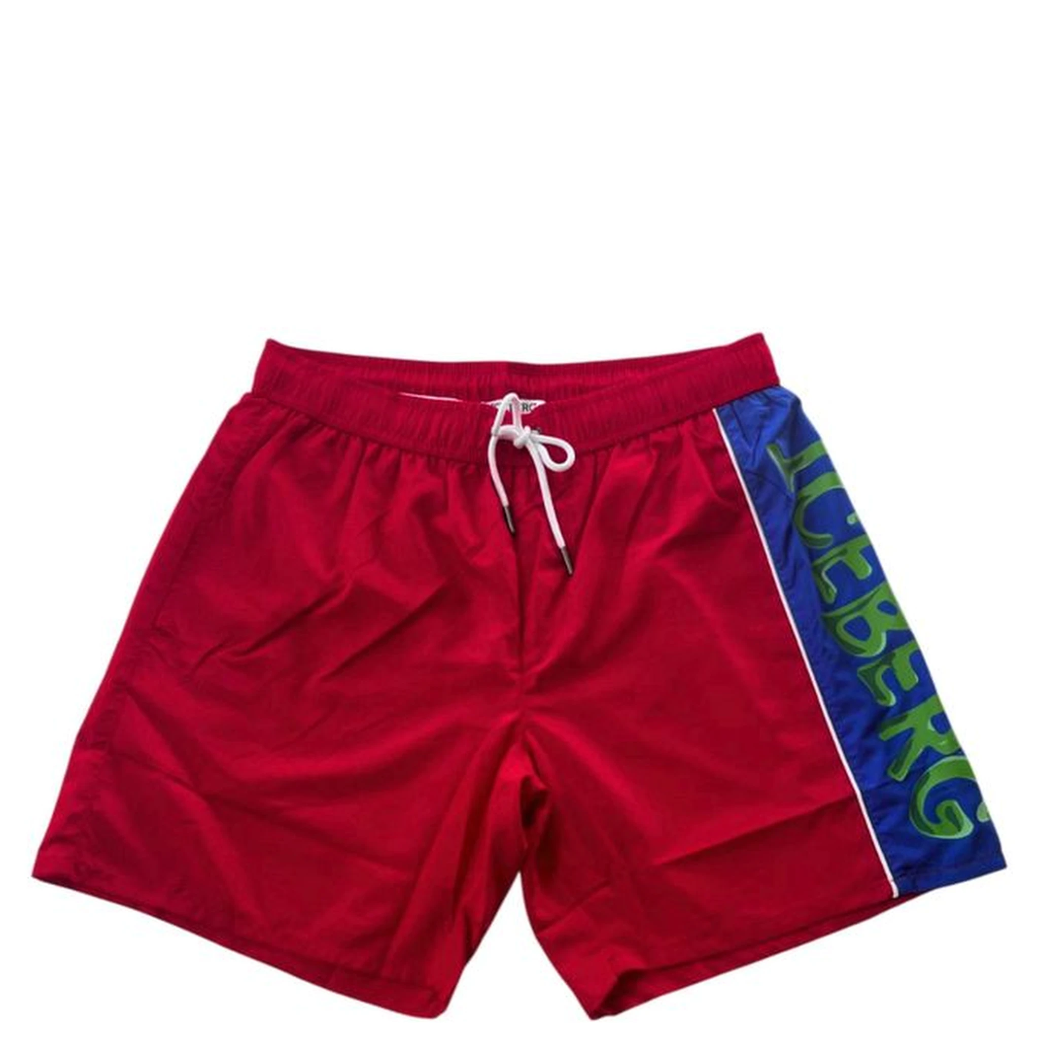 Red Polyester Men Swim Short
