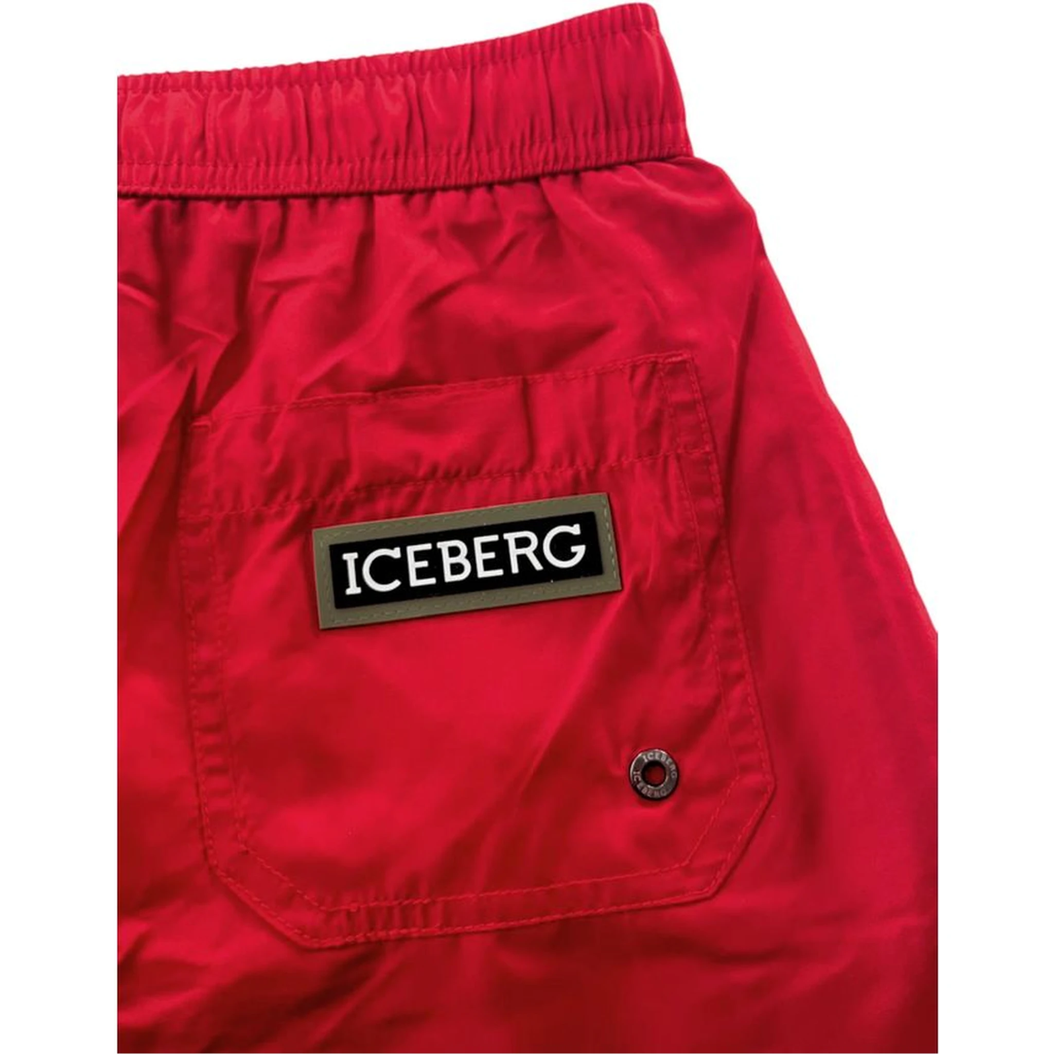 Red Polyester Men Swim Short