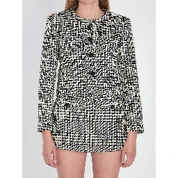 Houndstooth cropped jacket
