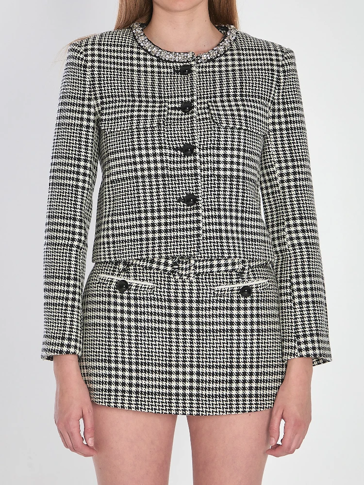 Houndstooth cropped jacket