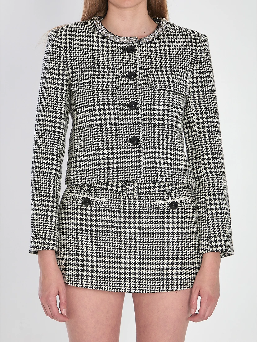 Houndstooth cropped jacket