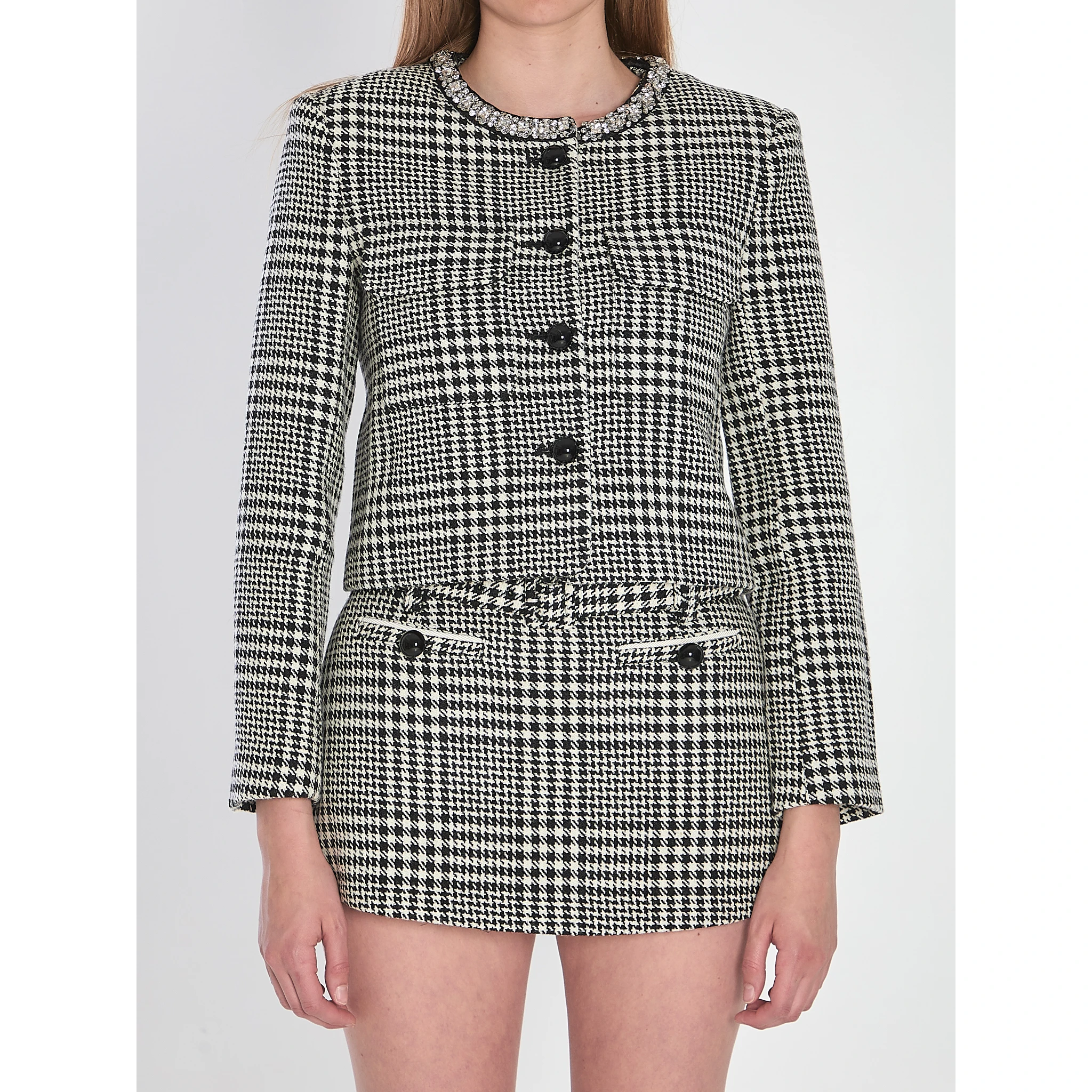 Houndstooth cropped jacket