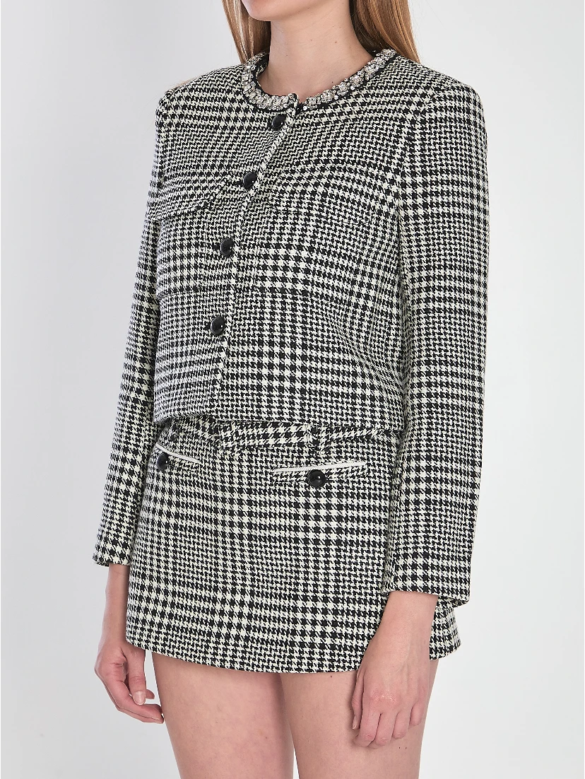 Houndstooth cropped jacket