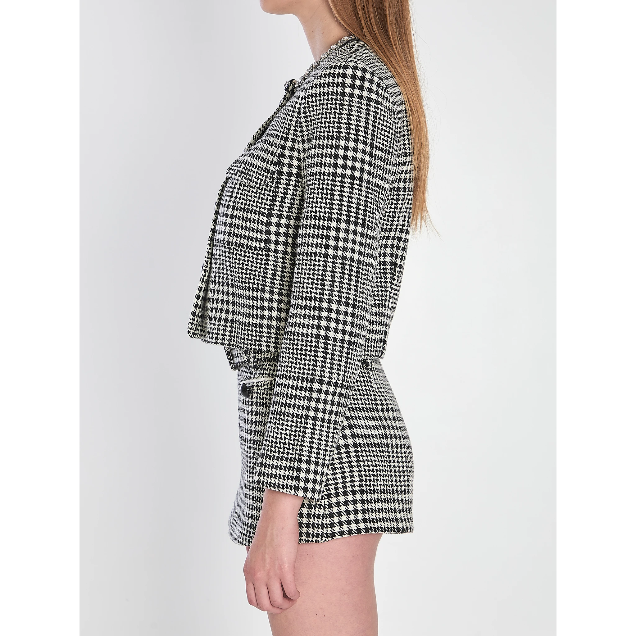 Houndstooth cropped jacket