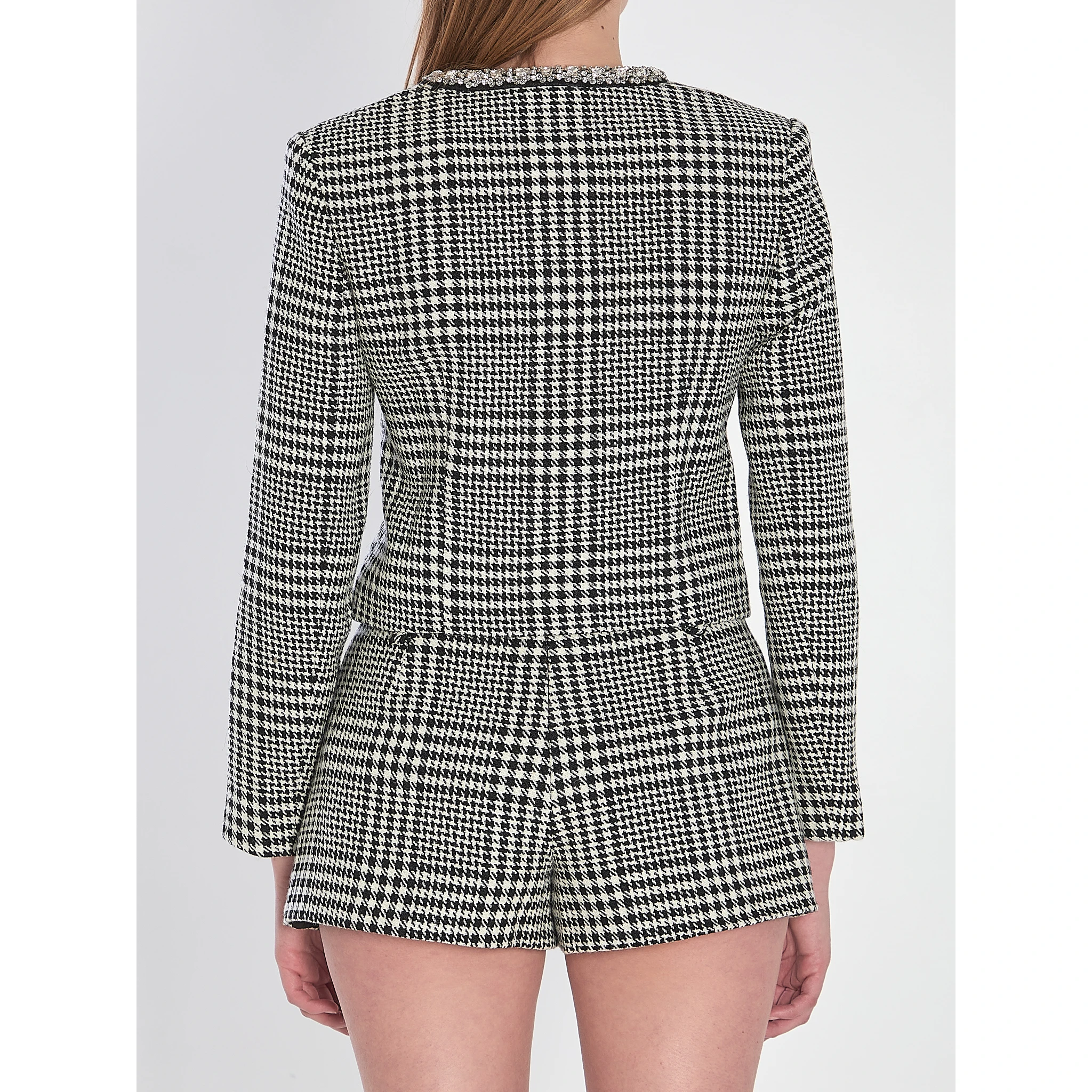 Houndstooth cropped jacket