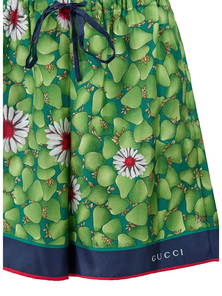 Green Flower Printed Silk Shorts alternative