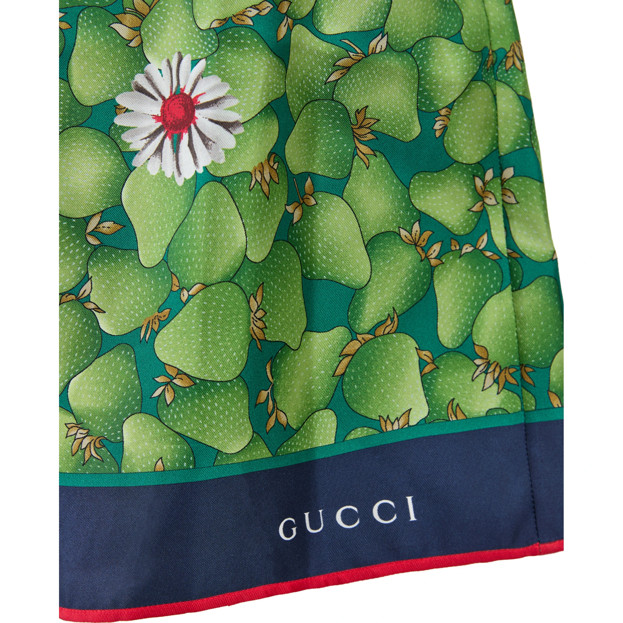 Green Flower Printed Silk Shorts