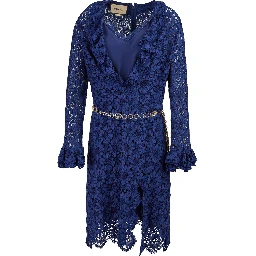 Blu Viscose and Cotton Mid Long Dress