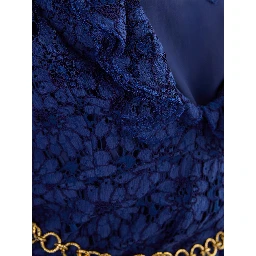 Blu Viscose and Cotton Mid Long Dress