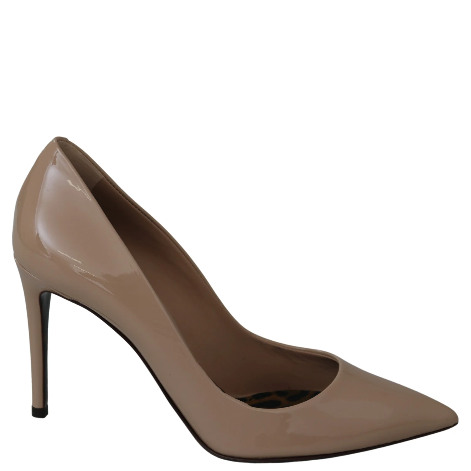 Beige Patent Leather Stiletto Heel Pumps