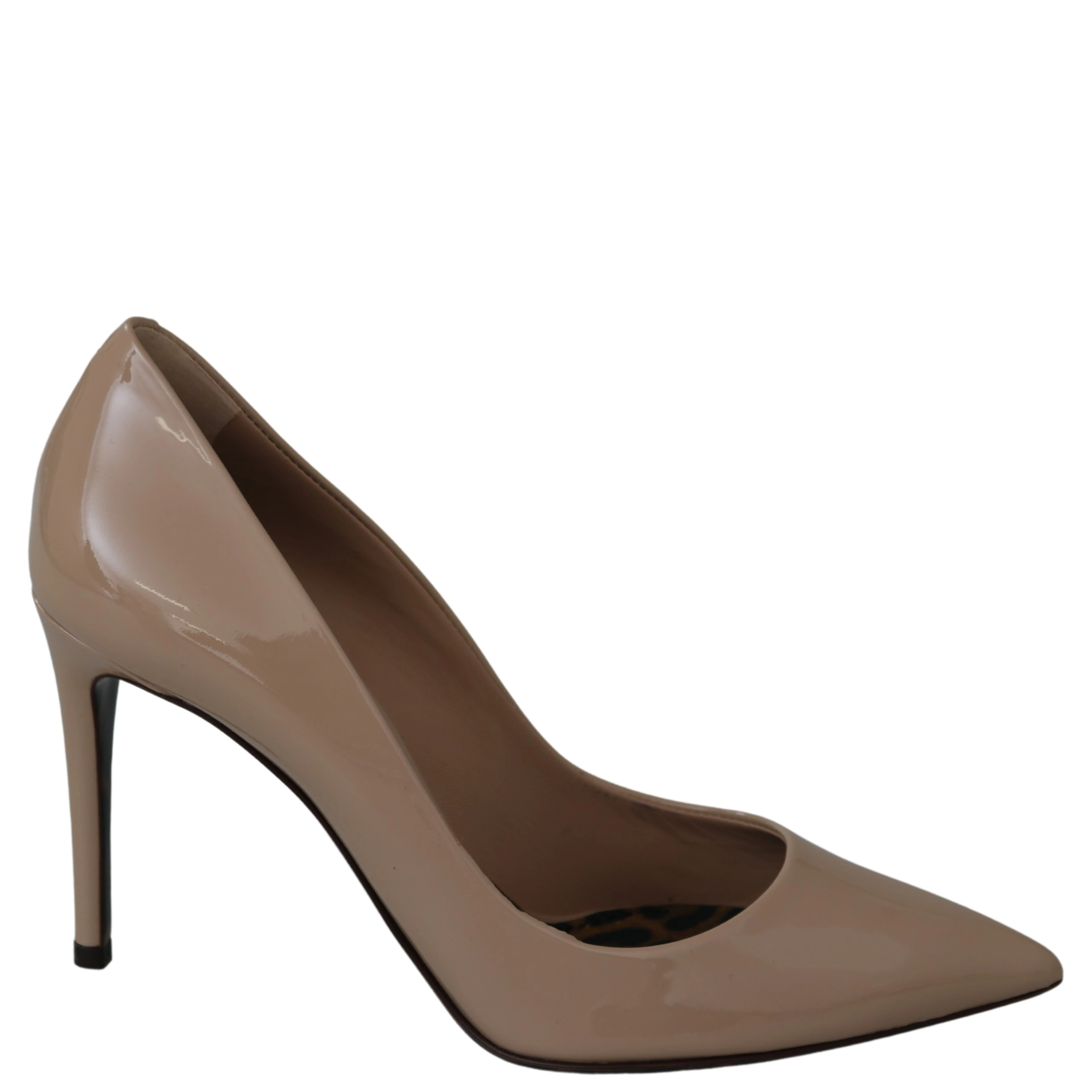 Beige Patent Leather Stiletto Heel Pumps
