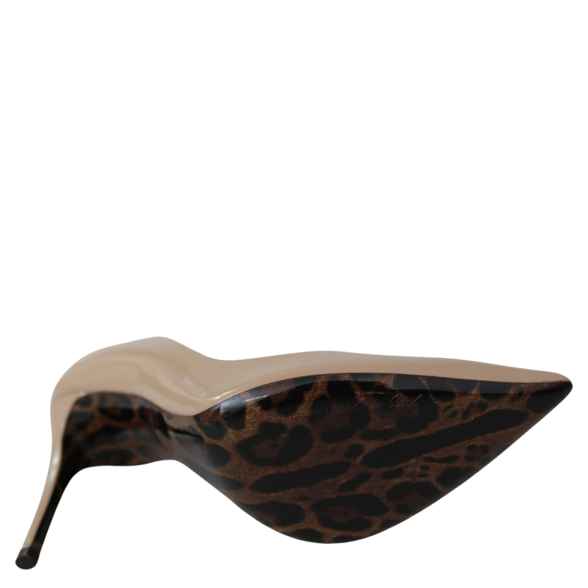 Beige Patent Leather Stiletto Heel Pumps