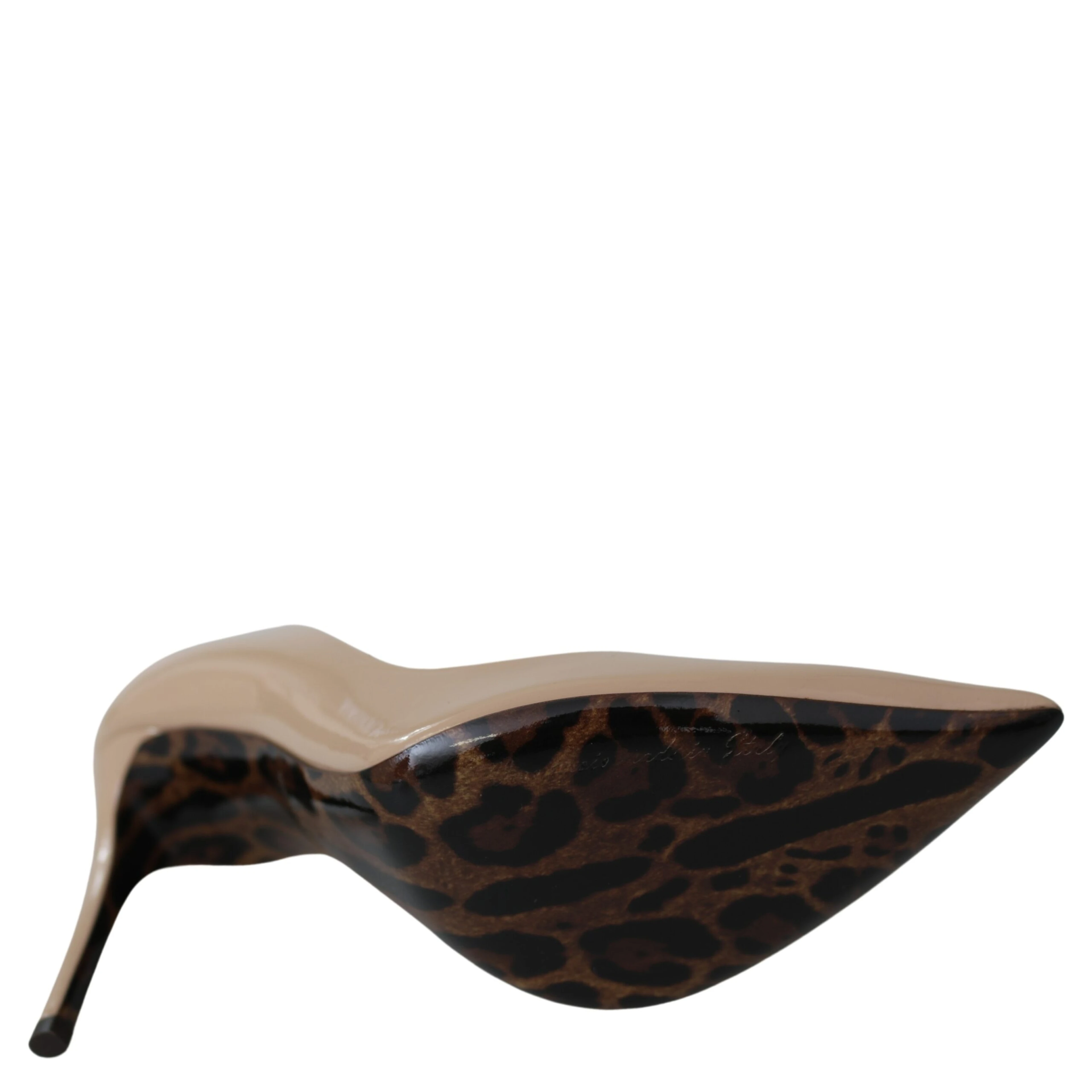 Beige Patent Leather Stiletto Heel Pumps