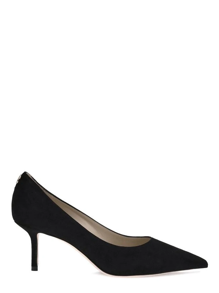 Black Goatskin Mid Heel Pumps