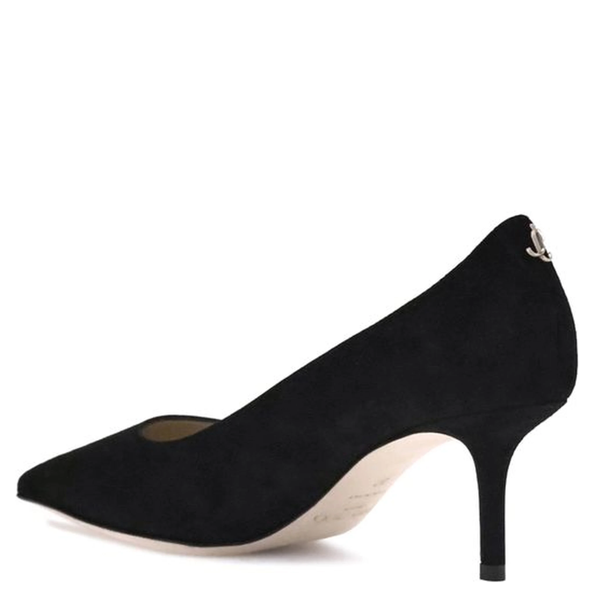 Black Goatskin Mid Heel Pumps