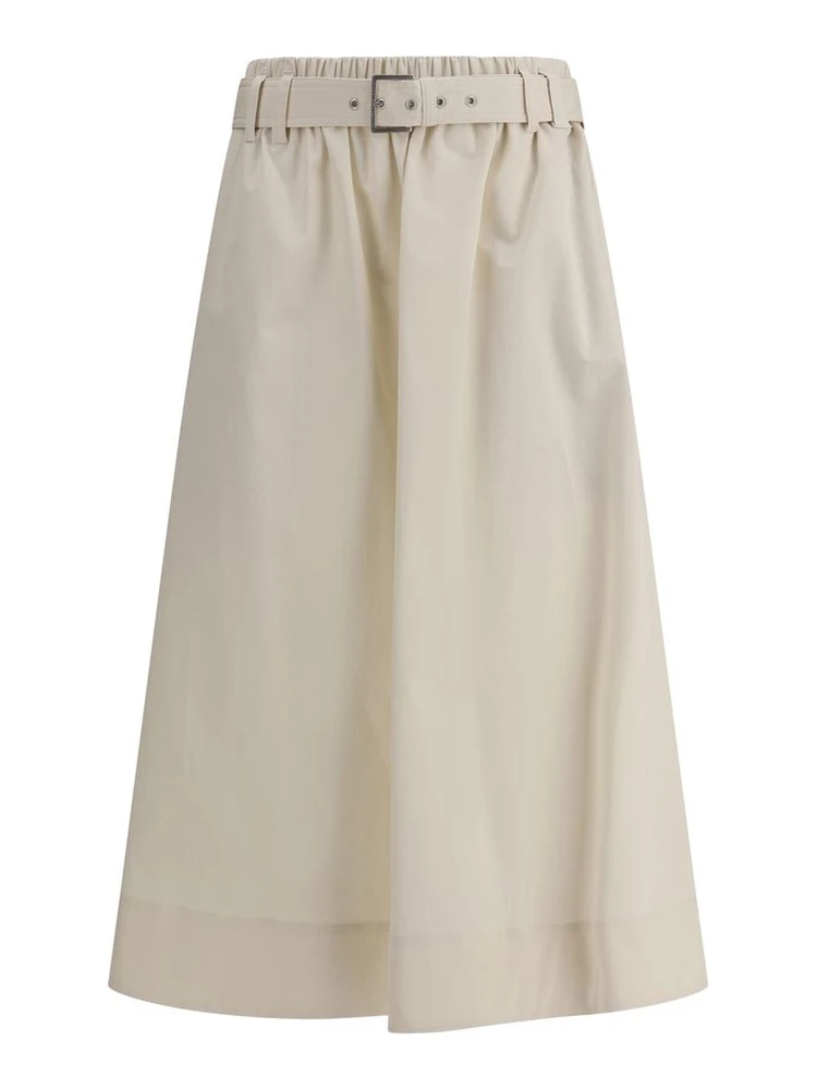 Cream Wide Long Skirt
