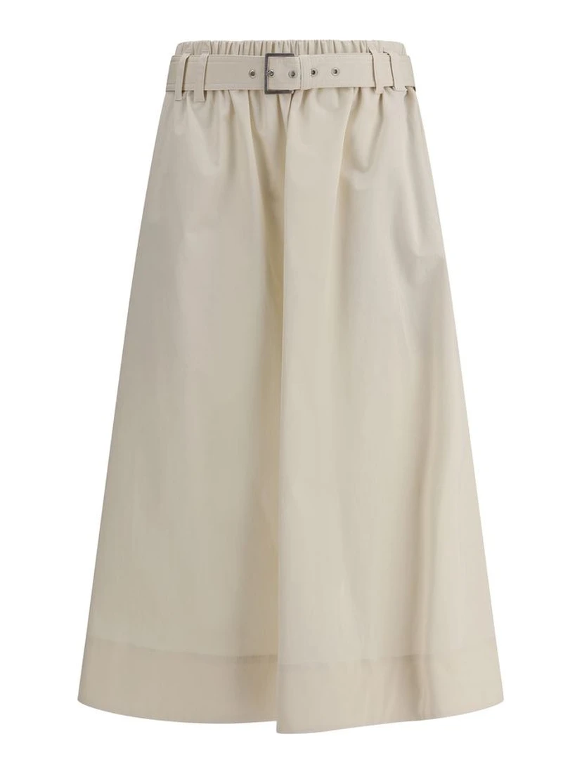 Cream Wide Long Skirt