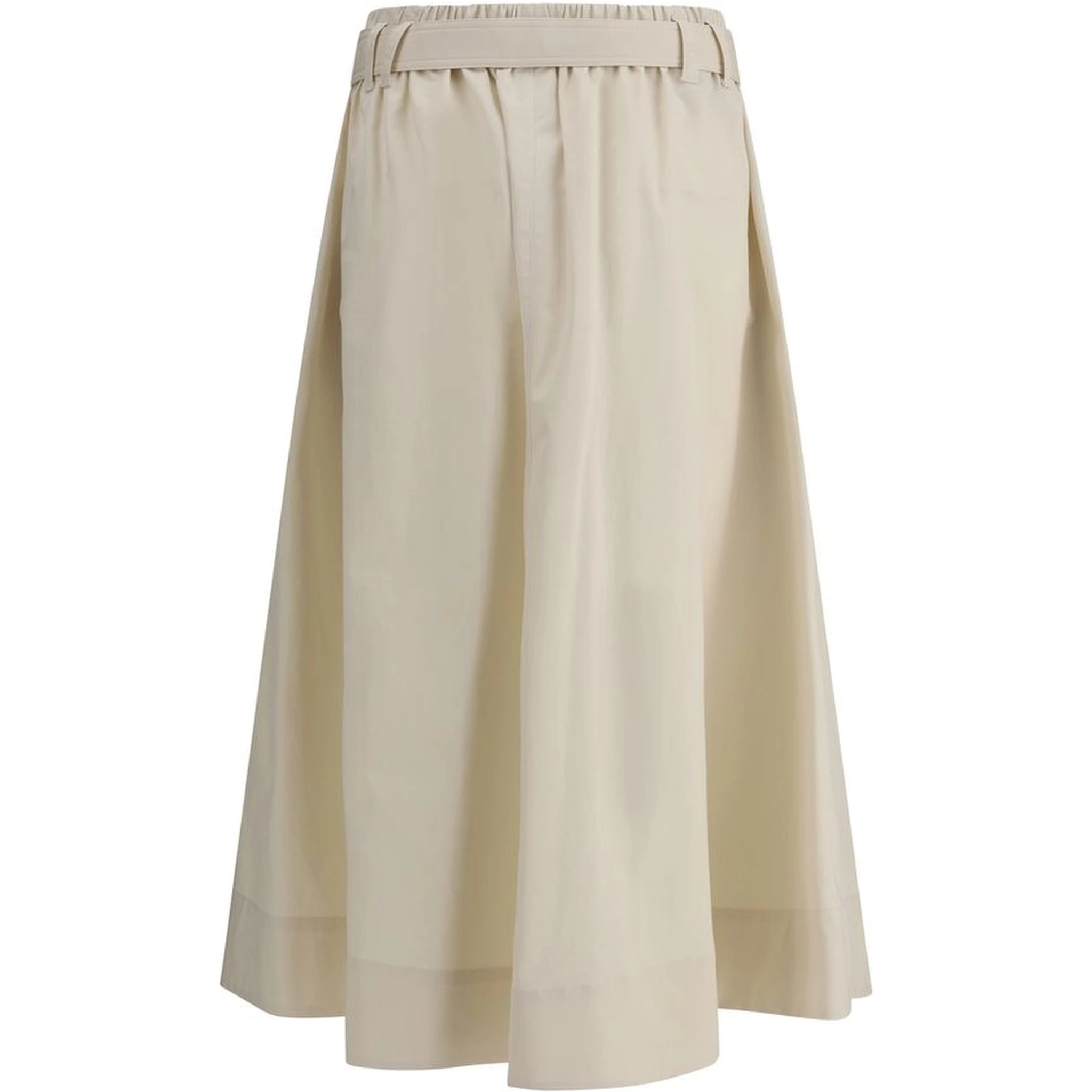 Cream Wide Long Skirt