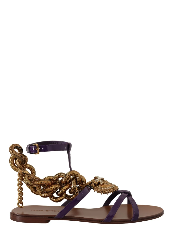 Purple Leather Devotion Flats Sandals Shoes