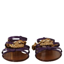 Purple Leather Devotion Flats Sandals Shoes