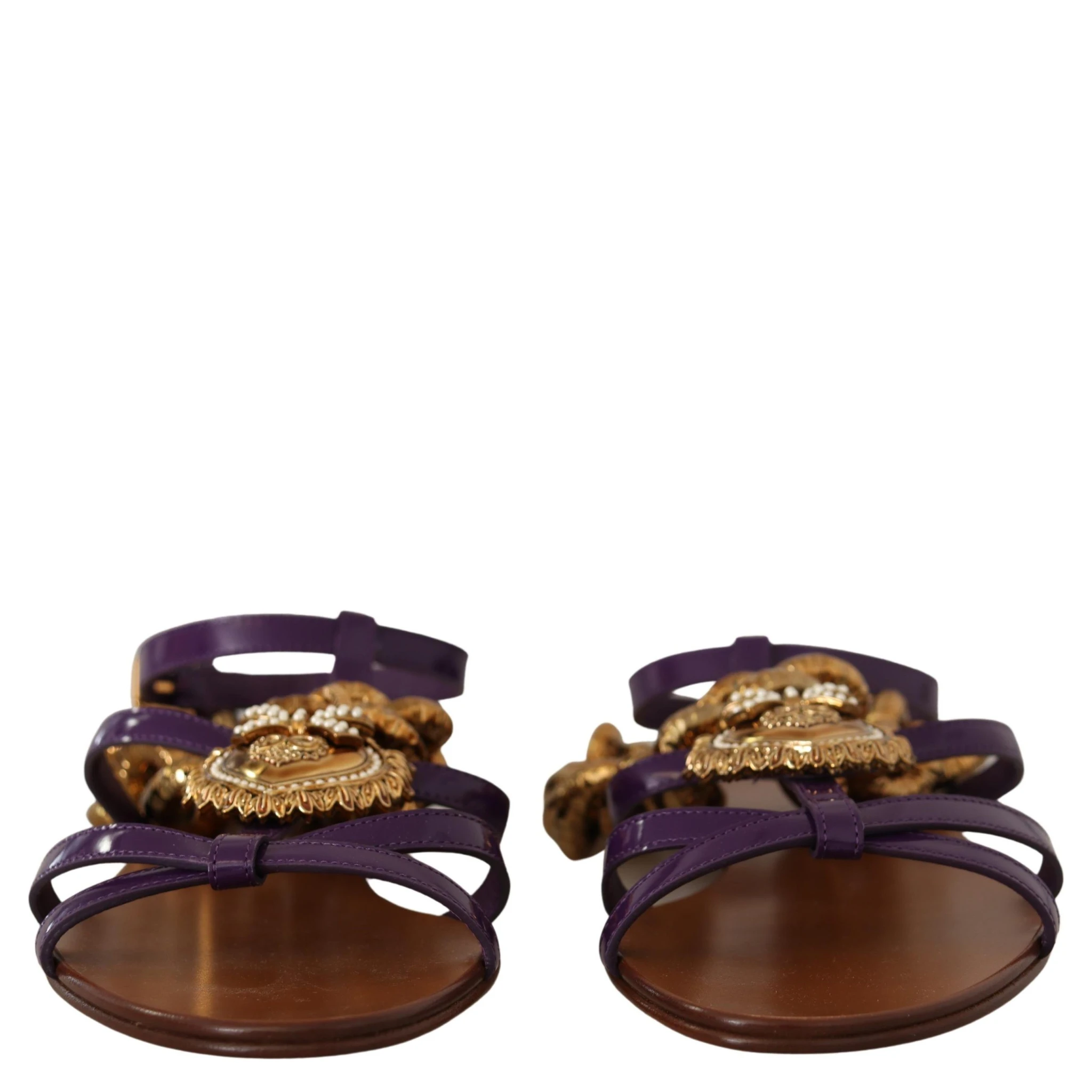 Purple Leather Devotion Flats Sandals Shoes