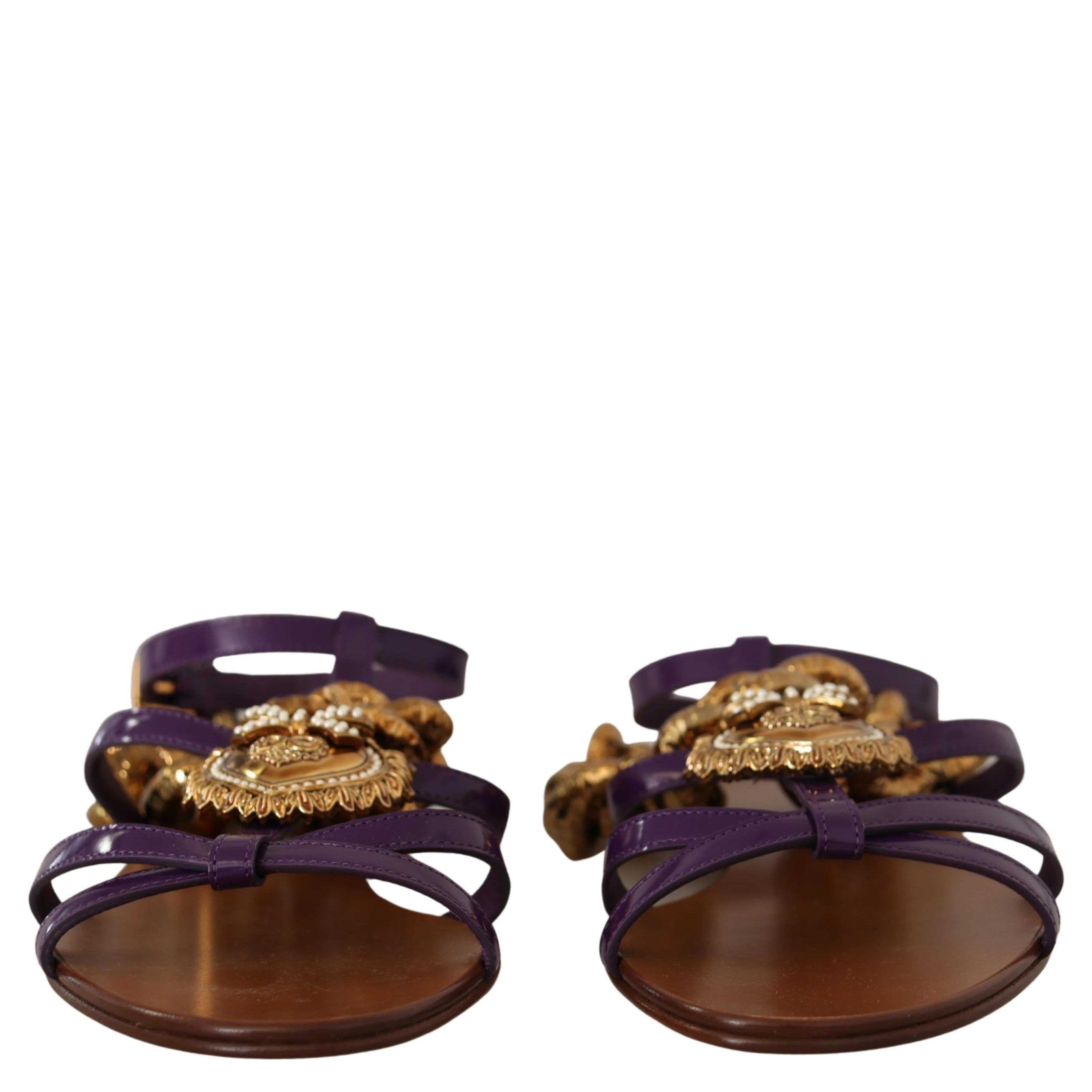 Purple Leather Devotion Flats Sandals Shoes