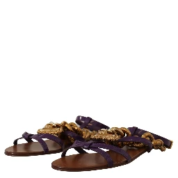 Purple Leather Devotion Flats Sandals Shoes