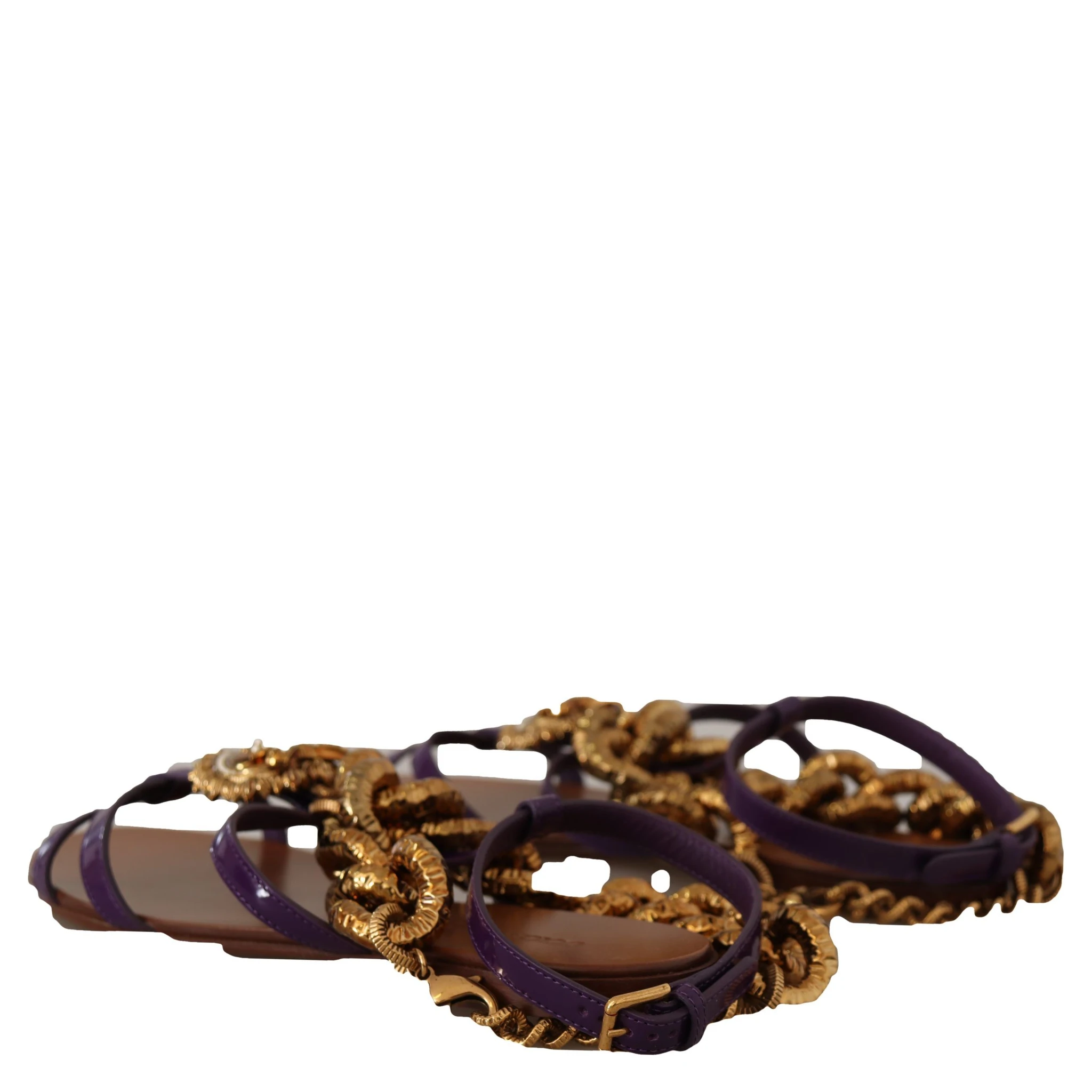 Purple Leather Devotion Flats Sandals Shoes