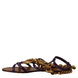 Purple Leather Devotion Flats Sandals Shoes