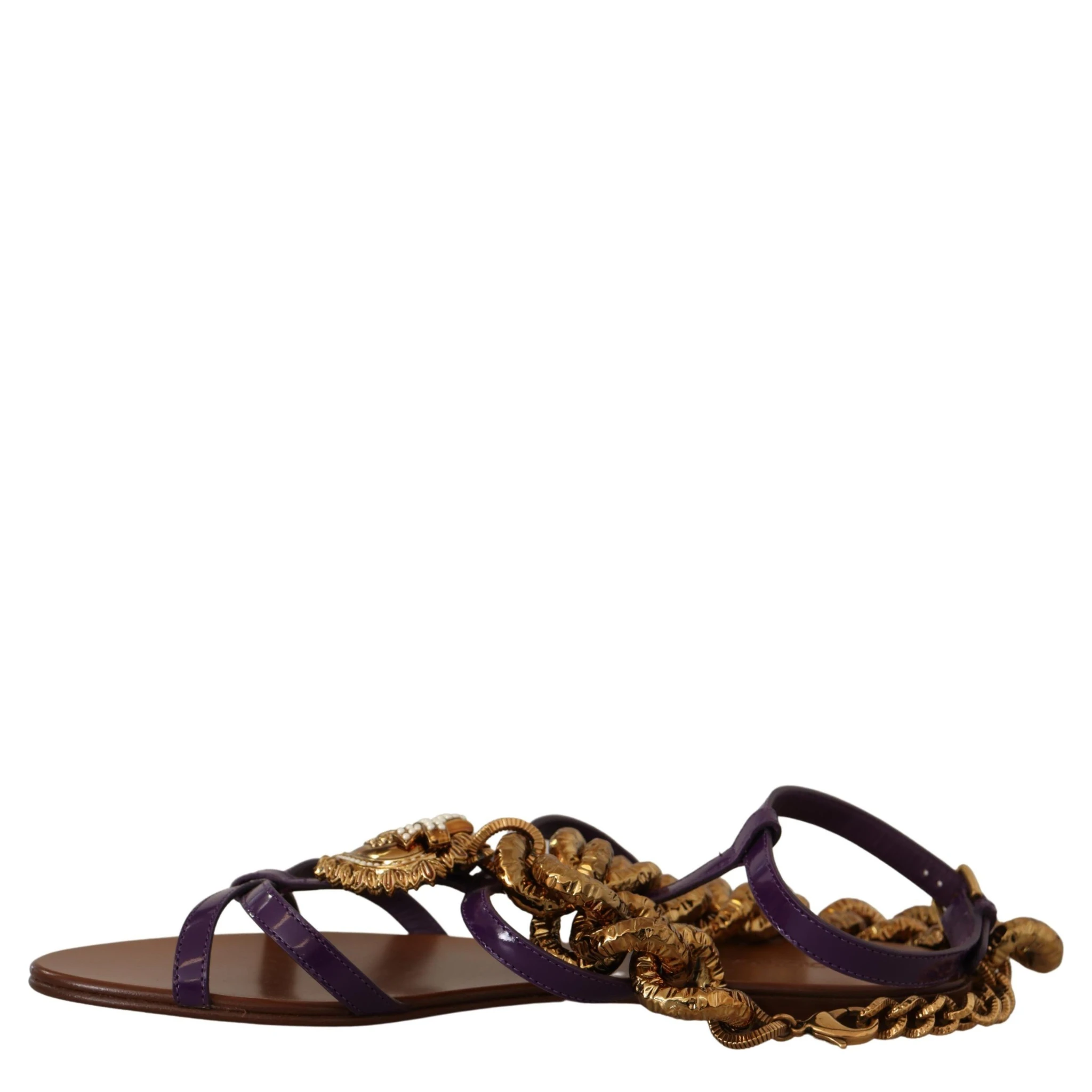 Purple Leather Devotion Flats Sandals Shoes